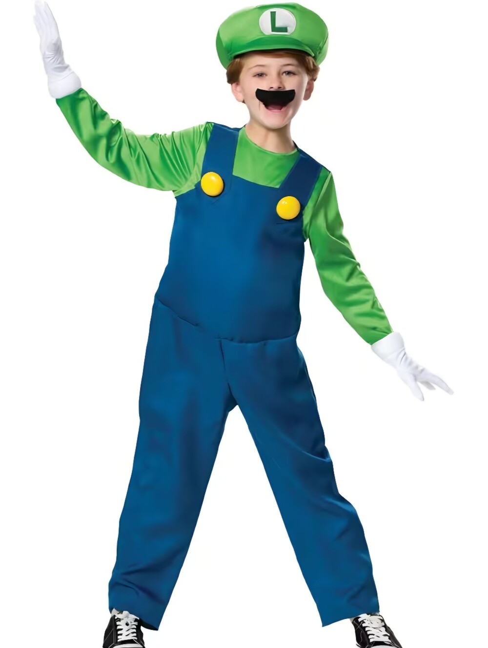 Large Luigi Halloween Costume Super Mario Bros Youth Dress Up Size 10/12